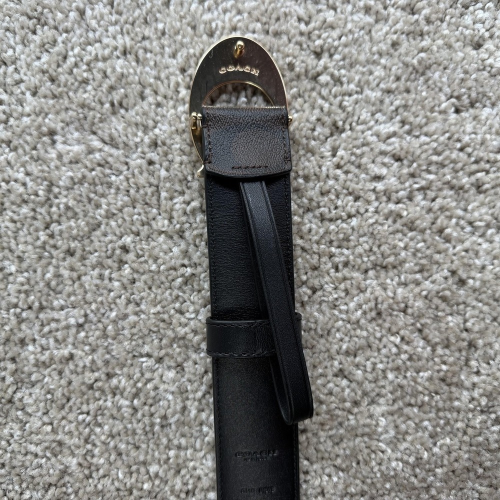 Coach Belt Mens Size XL Brown Black Leather C Buckle Dress Casual - Picture 4 of 6